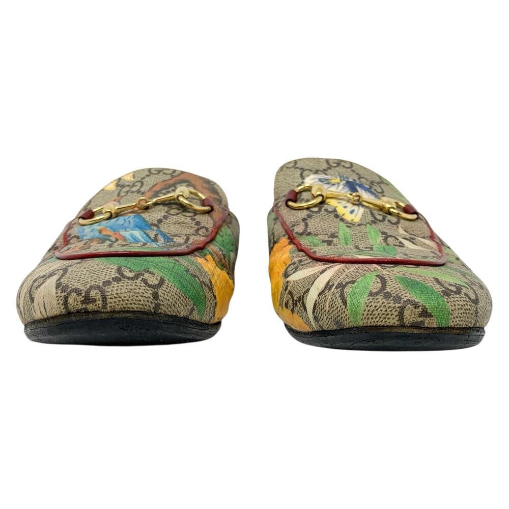Gucci Princetown Horsebit Tian Print GG Monogram Logo Flats Slip On Mules EU 37 - Picture 4 of 10